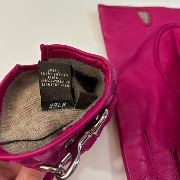 Coach Pink Cashmere Lined Leather Gloves Size 7 1/2 - Picture 5 of 7
